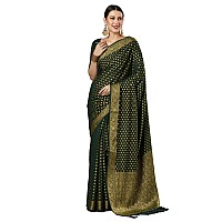 AKHILAM Womens Woven Design Georgette Kanjeevaram Saree With Unstitched Blouse Piece Green2ALEKHA2002