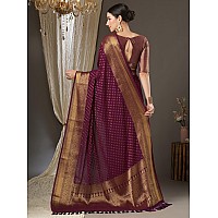 AKHILAM Womens Woven Design Georgette Kanjeevaram Saree With Unstitched Blouse Piece Burgundy4ALEKHA4002