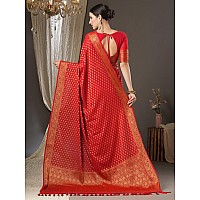 AKHILAM Womens Woven Design Georgette Kanjeevaram Saree With Unstitched Blouse Piece Red2ALEKHA2001