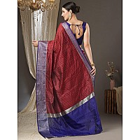 AKHILAM Womens Woven Design Aura Silk Taant Saree With Unstitched Blouse Piece Rust11AURA1102