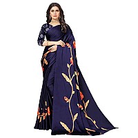 rangita Women Abstract Printed Crepe Saree With Blouse Piece - Blue (SIZE 5.5 MTR)