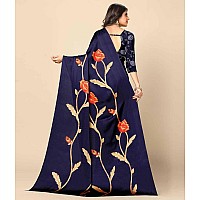 rangita Women Abstract Printed Crepe Saree With Blouse Piece - Blue (SIZE 5.5 MTR)