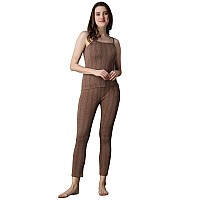 Wearslim Womens Cotton Quilted Winter Lightweight Thermal Underwear For Women Long Johns Bottom And Spaghetti Set With Fleece Li