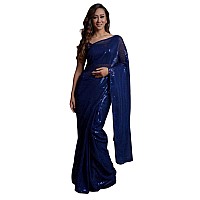 Regolith Designer Sarees Womens Jacquard Polyester Saree SequenceCollectionNavy Blue