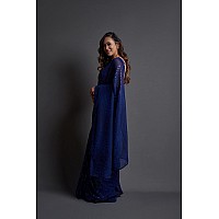 Regolith Designer Sarees Womens Jacquard Polyester Saree SequenceCollectionNavy Blue