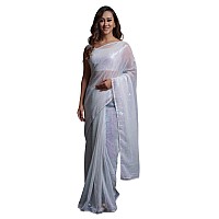 Regolith Designer Sarees Womens Jacquard Polyester Saree SequenceCollectionWhite