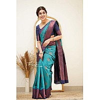 Flosive Womens Present Banarasi Soft Lichi Silk Saree Beautiful Jacquard Rich Pallu Design Work Zari Woven Kanjivaram Silk Style Saree With Soft Lichi Silk Blouse Piece Ayn Royal (R Rama)