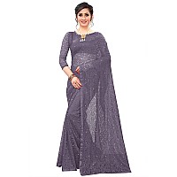 LOROFY Womens Net Saree With BlouseFree Size Solt Box Grey