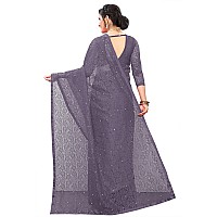 LOROFY Womens Net Saree With BlouseFree Size Solt Box Grey