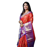 AMIRAT CLOTHING Banarsi Wedding And Designer Look Litchi Silk Saree With Unstiched Blouse Piece Red