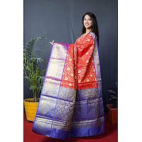 AMIRAT CLOTHING Banarsi Wedding And Designer Look Litchi Silk Saree With Unstiched Blouse Piece Red