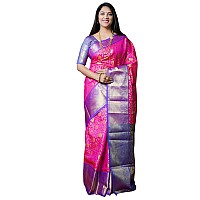 AMIRAT CLOTHING Banarsi Wedding And Designer Look Litchi Silk Saree With Unstiched Blouse Piece Pink