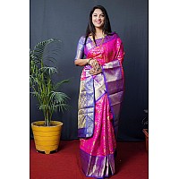 AMIRAT CLOTHING Banarsi Wedding And Designer Look Litchi Silk Saree With Unstiched Blouse Piece Pink