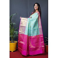 AMIRAT CLOTHING Banarsi Wedding And Designer Look Litchi Silk Saree With Unstiched Blouse Piece Sea Green