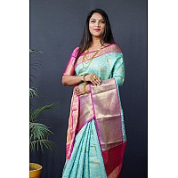 AMIRAT CLOTHING Banarsi Wedding And Designer Look Litchi Silk Saree With Unstiched Blouse Piece Sea Green