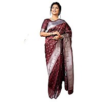 AMIRAT CLOTHING Womens Paithani Litchi silk Saree With Unstiched Blouse Piece (Maroon)