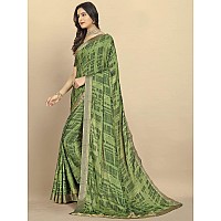 rangita Women Abstract Printed Moss Georgette Saree With Blouse Piece Green SIZE 55 MTR