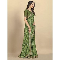 rangita Women Abstract Printed Moss Georgette Saree With Blouse Piece Green SIZE 55 MTR