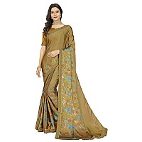 rangita Women Abstract Printed Georgette Saree With Blouse Piece - Camel