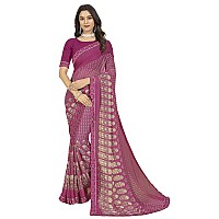 rangita Women Abstract Printed Georgette Saree With Blouse Piece - Purple (SIZE 5.5 MTR)