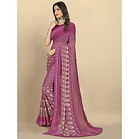 rangita Women Abstract Printed Georgette Saree With Blouse Piece - Purple (SIZE 5.5 MTR)