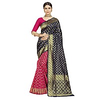 rangita Women Banarasi Silk Jacquard Saree With Blouse Piece Navy Blue SIZE 55 MTR