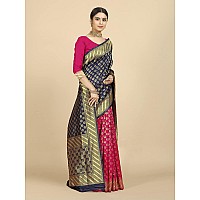 rangita Women Banarasi Silk Jacquard Saree With Blouse Piece Navy Blue SIZE 55 MTR