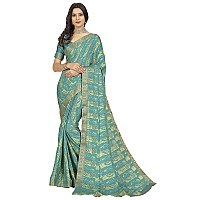 rangita Women Abstract Printed Moss Georgette Saree With Blouse Piece Green SIZE 55 MTR