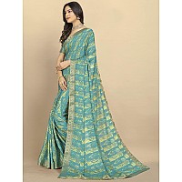 rangita Women Abstract Printed Moss Georgette Saree With Blouse Piece Green SIZE 55 MTR