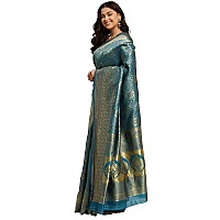 rangita Women Banarasi Silk Jacquard Saree With Blouse Piece Skyblue