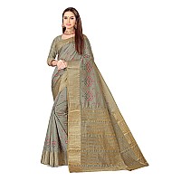 OM SAI LATEST CREATION Womens Traditional Stylish Woven Cotton Silk Saree With Unstitched Blouse Piece For Festival Wear. (Grey)