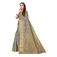 OM SAI LATEST CREATION Womens Traditional Stylish Woven Cotton Silk Saree With Unstitched Blouse Piece For Festival Wear. (Grey)