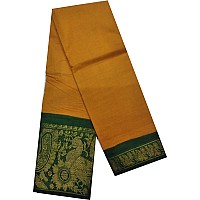 Cotton Saree - Big Border & Plain Body Saree for Women (Yellow & Green)