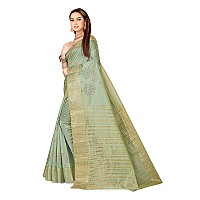 OM SAI LATEST CREATION Womens Traditional Stylish Woven Cotton Silk Saree With Unstitched Blouse Piece For Festival Wear. (Green)