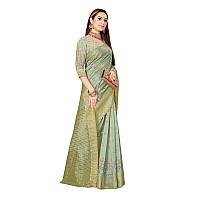 OM SAI LATEST CREATION Womens Traditional Stylish Woven Cotton Silk Saree With Unstitched Blouse Piece For Festival Wear. (Green)