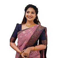 Flosive Womens Present Banarasi Soft Lichi Silk Saree Beautiful Jacquard Rich Pallu Design Work Zari Woven Kanjivaram Silk Style Saree With Soft Lichi Silk Blouse Piece multi (Peach).