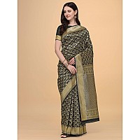 Jaanvi fashion Womens Banarsi Silk With Zari Jacquard Work Saree With Blouse Piece prashantiblack