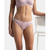 Jockey Womens Medium Coverage Soft Touch Microfiber Nylon Elastane Stretch Mid Waist Lace Styled Bikini With Stayfresh Treatment