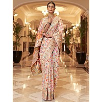 AKHILAM Womens Woven Design Kanjivaram Banarasi Silk Saree With Unstitched Blouse Piece KMBH1230Parent Cream saree