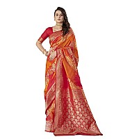 MANOHARI Womens Banarasi Silk Heavy Embroidery Traditional saree with Blouse PieceSaree