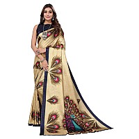 Yashika womens art silk kalamkari bhagalpuri and kashmiri style soft saree with blouse piece GOLDEN PEACOCKY