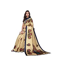 Yashika womens art silk kalamkari bhagalpuri and kashmiri style soft saree with blouse piece GOLDEN PEACOCKY