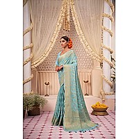 Vardha Womens Banarasi Georgette Silk Saree with Unstitched Blouse Piece - Gold Zari Woven Work Sarees for Wedding (Pehnava_588)