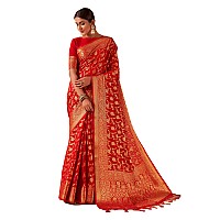 Vardha Womens Banarasi Georgette Silk Saree with Unstitched Blouse Piece - Gold Zari Woven Work Sarees for Wedding (Navya_592)