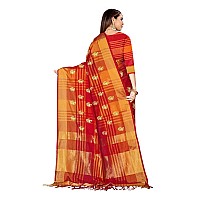 DHRUVI TRENDZ Cotton Silk Women Saree (DT-S2105-1_Red)