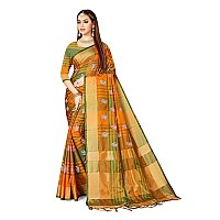 DHRUVI TRENDZ Cotton Silk Women Saree (DT-S2105-1_Green)