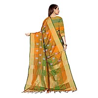 DHRUVI TRENDZ Cotton Silk Women Saree (DT-S2105-1_Green)