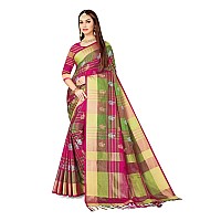 DHRUVI TRENDZ Cotton Silk Women Saree (DT-S2105-1_Pink)