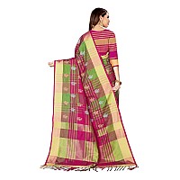 DHRUVI TRENDZ Cotton Silk Women Saree (DT-S2105-1_Pink)