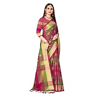 DHRUVI TRENDZ Cotton Silk Women Saree (DT-S2105-1_Pink)